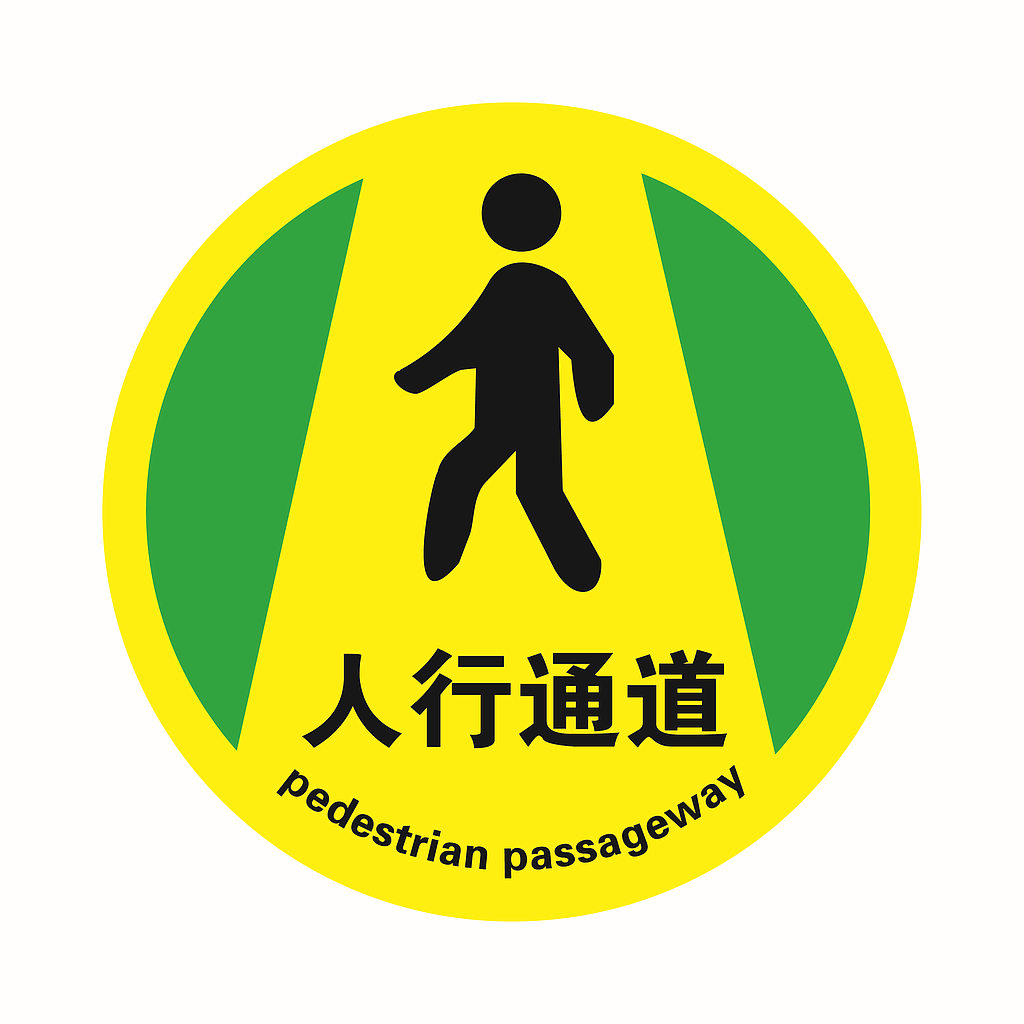 Raxwell 经济型地贴警示标识-人行通道，直径400mm，地贴材质