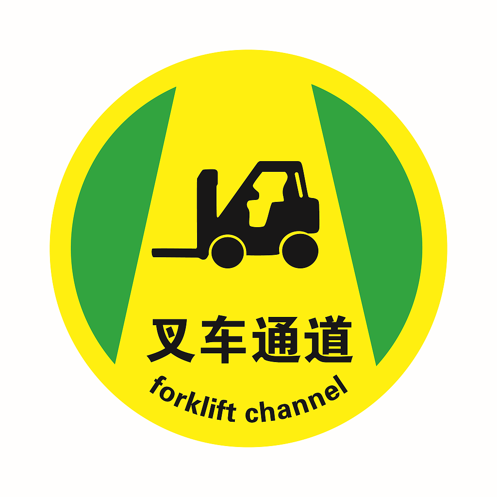 Raxwell 经济型地贴警示标识-叉车通道，直径400mm，地贴材质