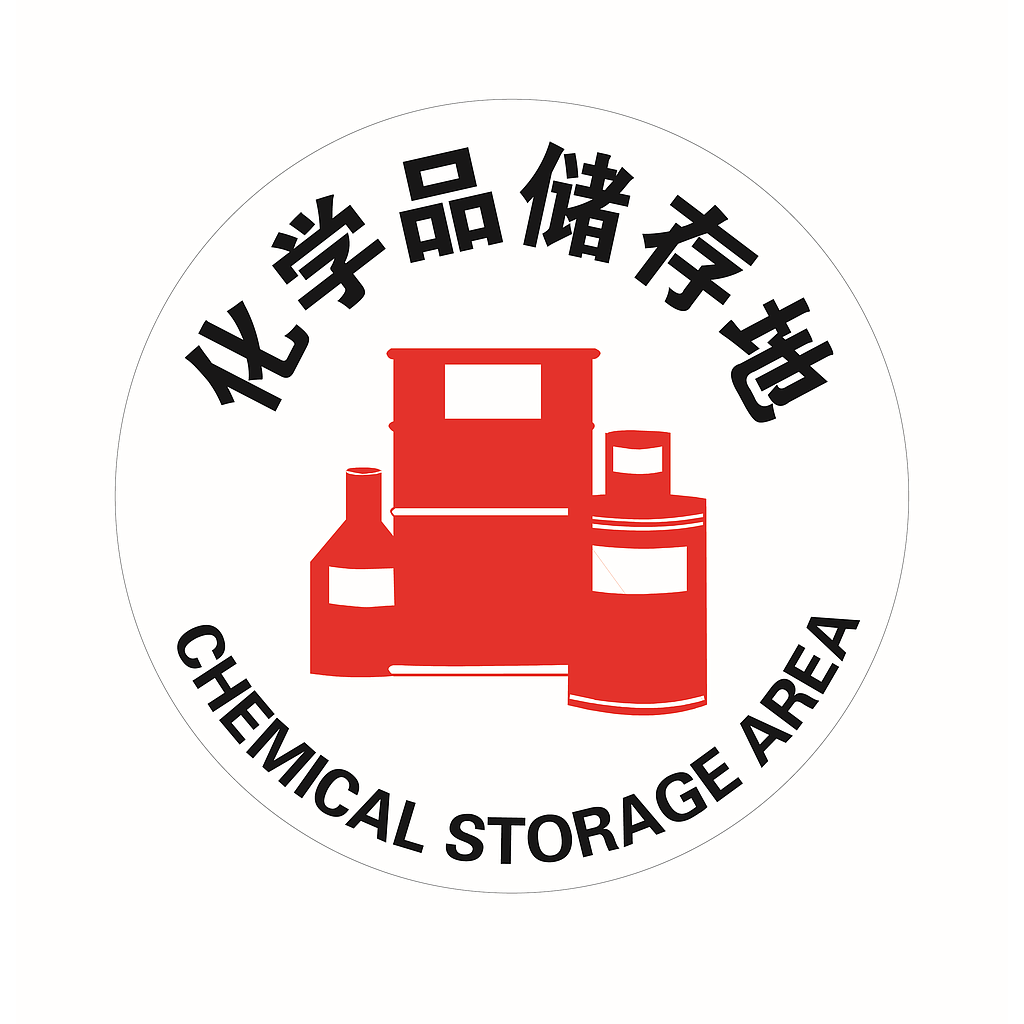 Raxwell 经济型地贴警示标识-化学品储存地，直径400mm，地贴材质