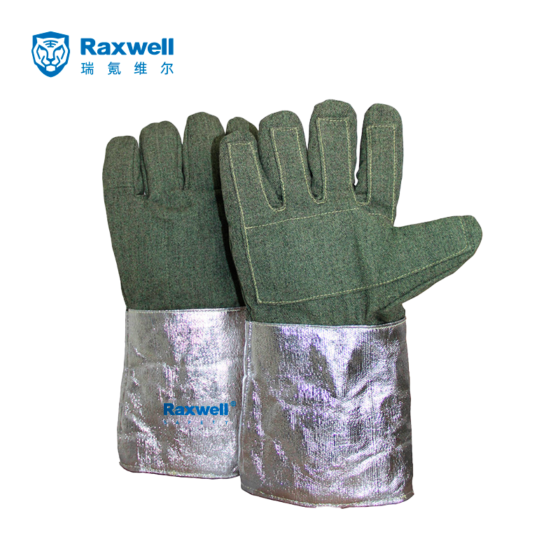 Raxwell1000℃耐高温手套(手腕铝箔款)，绿色，36cm，RW2814，1副/袋