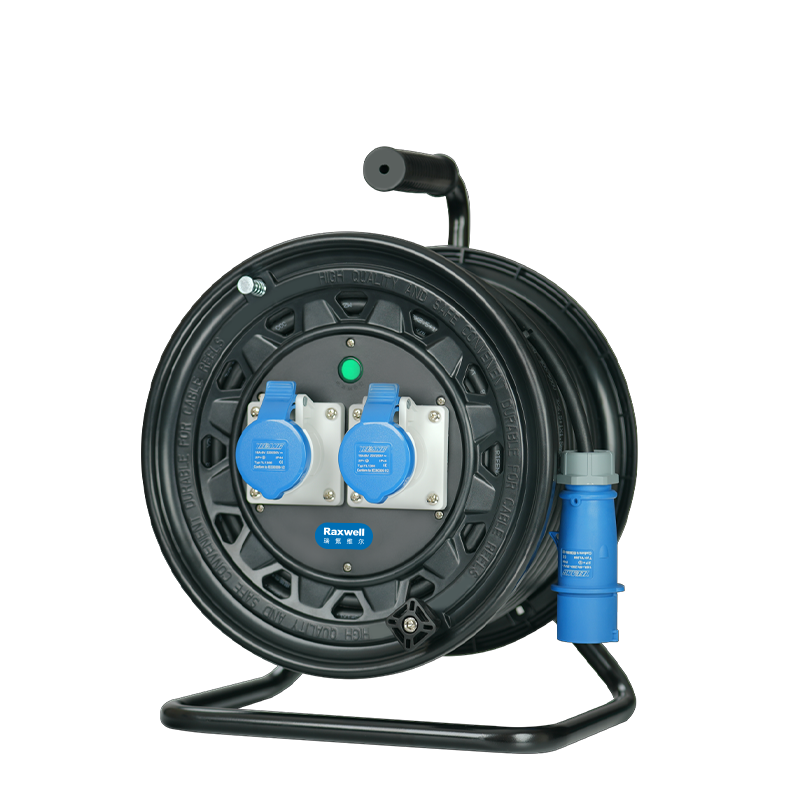 Raxwell 三脚架式工业电缆线盘IP44，防护等级250V16A 2位防尘工业插座 3*2.5，线缆30米，1台
