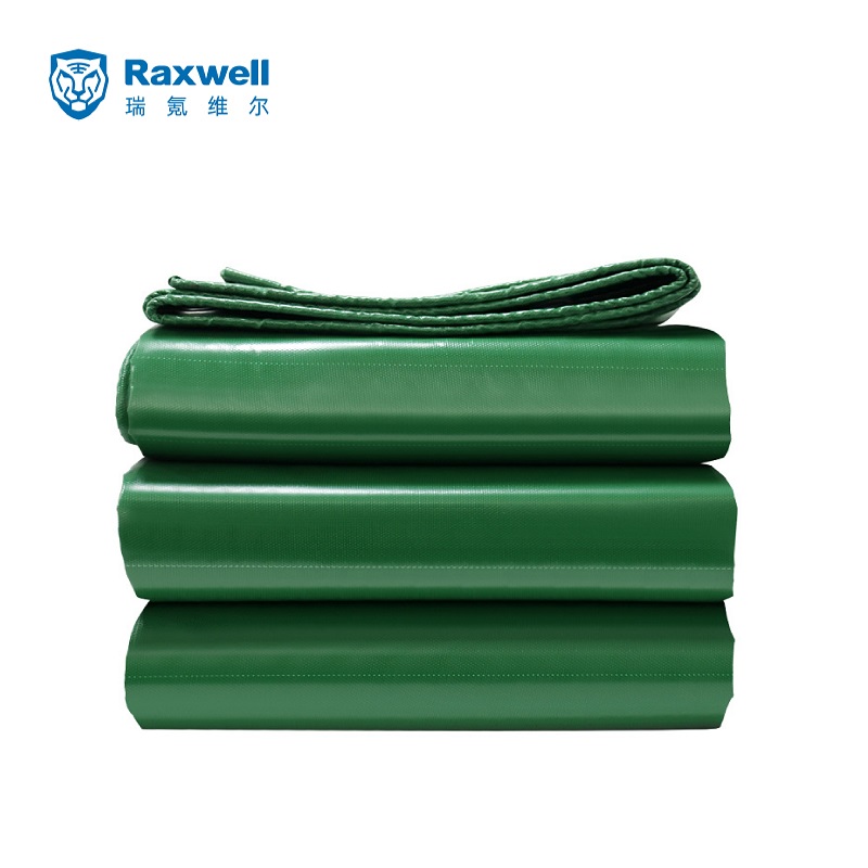 Raxwell 绿色防雨刀刮布，尺寸(m):10*20，厚度:0.35（±0.05）mm，克重:450g/平方