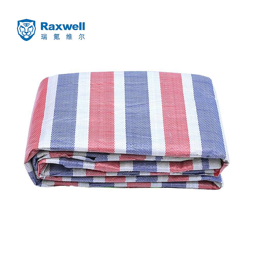 Raxwell 单膜彩条布，PP聚丙烯膜，宽度*长度(m):4(±0.3)*20，60(±2)g/㎡