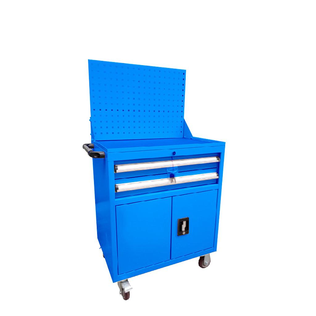 Raxwell 二抽一门组合工具车（带挂板），尺寸(长*宽*高mm): 700*500*1340mm，蓝色