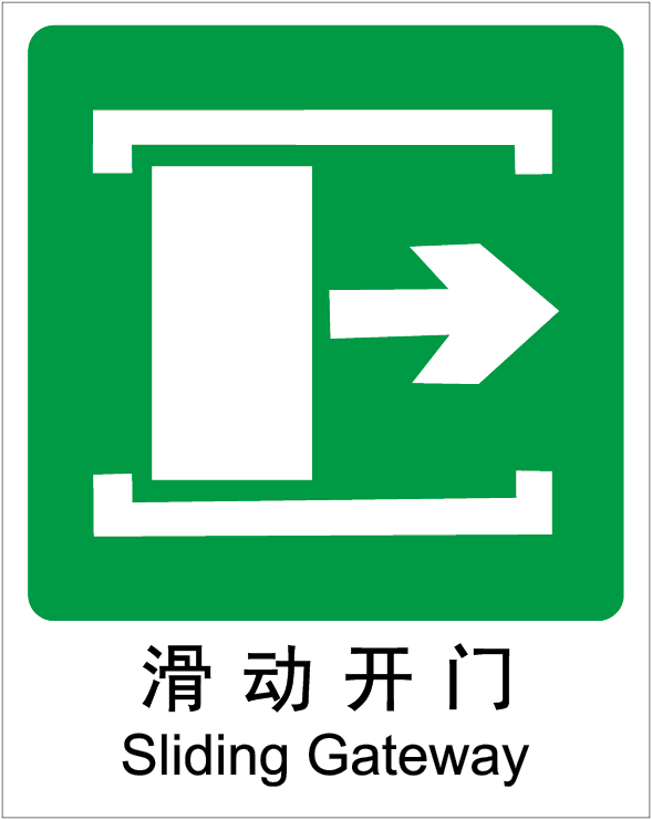 Raxwell GB安全标识滑动开门右，250*315mm，1.5mm厚ABS板