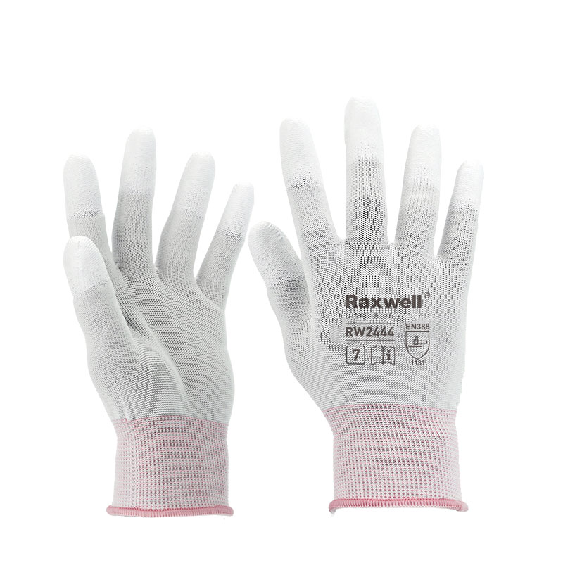 Raxwell 尼龙针织PU工作手套(指浸)，S码，RW2444，10副/包