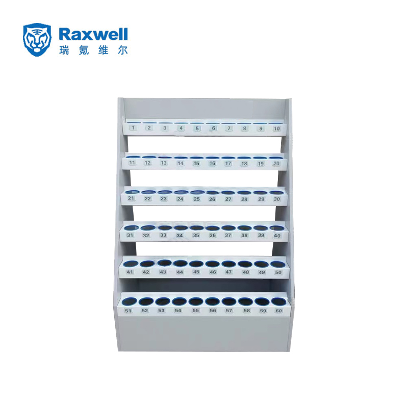 Raxwell 60格车间用水杯架，6层，外尺寸mm: 1030*600*1500，孔径80mm，钢木材质(3个以上包安装)
