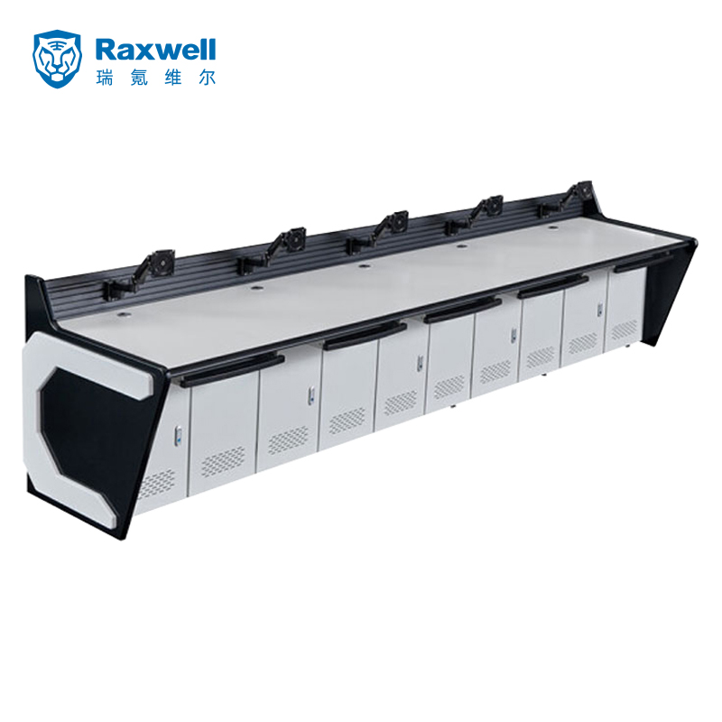 Raxwell 豪华型监控操作台带后背板，五联，尺寸:长5050*深900*高750mm