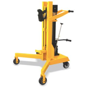 Raxwell 450Kg直角支腿高起升通用型油桶搬运车，支腿前轮架内宽920mm 最大起升高度600mm，DTF450A