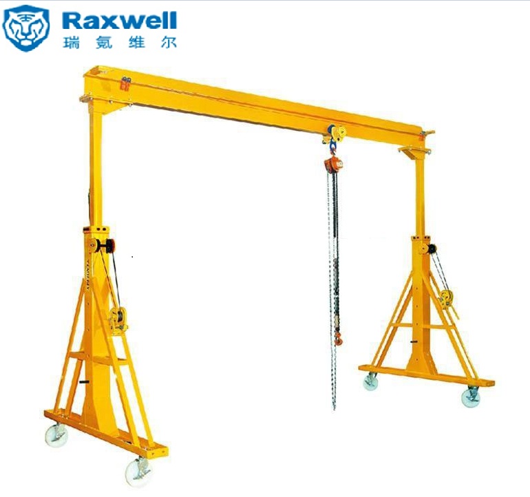 2000Kg 门架式搬运机,主梁净空高度2000-3000mm手摇可调, 主梁跨度3000mm,Φ200*尼龙轮带刹车,不含葫芦及行走小车,拆卸发运,客户自行安装