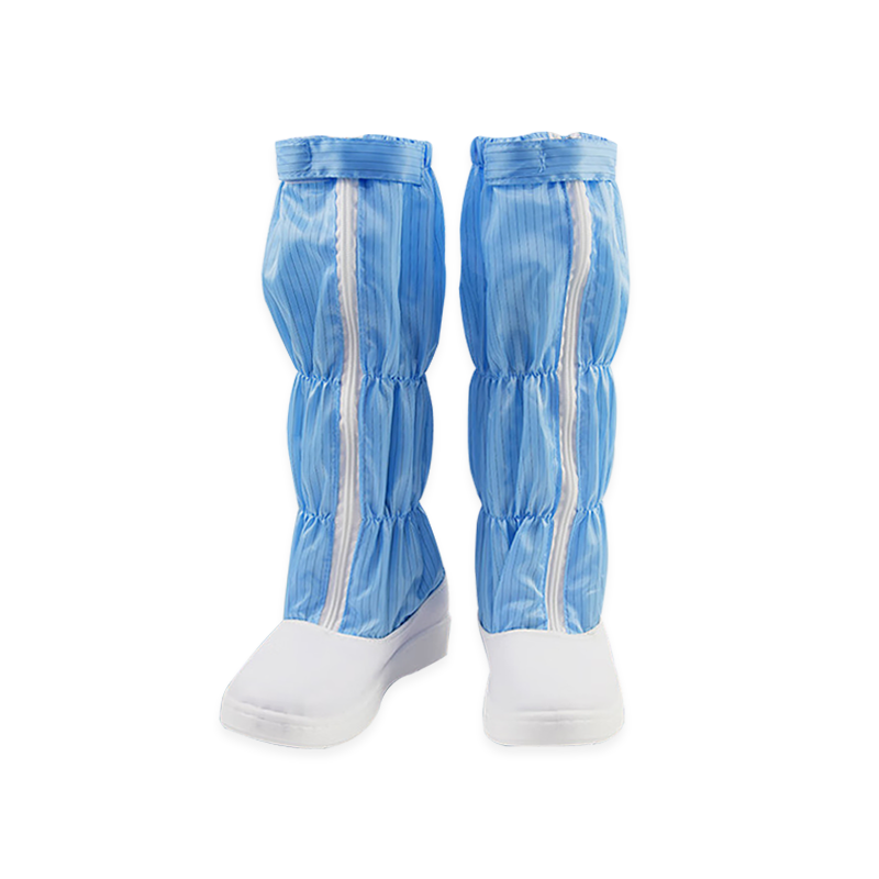 Raxwell  竖条纹防静电长筒靴 PU底，白色，44码，RW3960