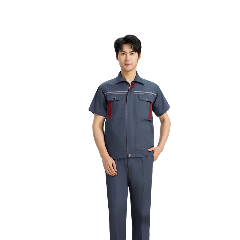 Raxwell 夏季短袖工作服套装，涤棉，铁灰色，190，1套/袋