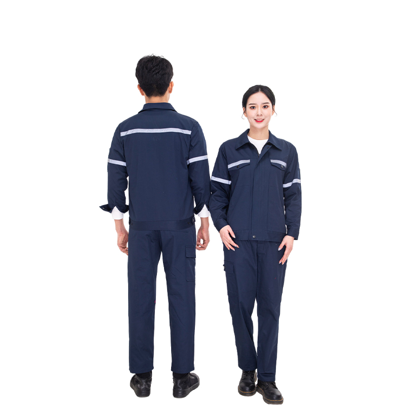 Raxwell 夏季长袖工作服套装，纯棉，藏蓝色，190，1套/袋