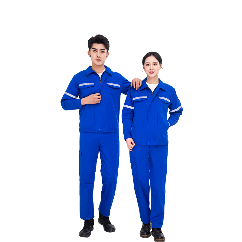 Raxwell 夏季长袖工作服套装，纯棉，艳蓝色，160，1套/袋
